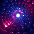 Spherical objects form a tunnel-like structure with a central light source. The spheres Royalty Free Stock Photo