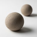 Spherical objects resembling clay or soil balls rest on a smooth white Royalty Free Stock Photo