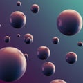 Spherical objects of varying sizes float against a smooth gradient background Royalty Free Stock Photo