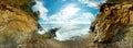 360 Spherical panorama of the beach and rocks on Lake Baikal