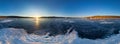 Spherical Panorama 360 degree sunrise on the island of Olkhon, s Royalty Free Stock Photo