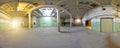 Spherical panorama inside abandoned building. Full 360 by 180 degree in equirectangular projection. Royalty Free Stock Photo