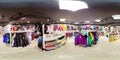 Spherical panorama of the interior of sportswear store 360 to 180 degrees