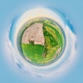 Spherical panorama of nature landscape. Little planet panorana Royalty Free Stock Photo