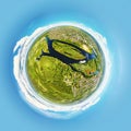 Spherical panorama of nature landscape. Little planet panorana Royalty Free Stock Photo