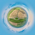 Spherical panorama of nature landscape. Little planet panorana Royalty Free Stock Photo