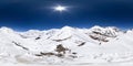 Spherical panorama of the Pamir mountain. Spherical panorama 360 degrees 180 Mountain hiker to climb a mountain of snow