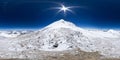 Spherical panorama of the Pamir mountain. Slope of Lenin Peak to an altitude of 6900 meters. Spherical panorama 360 Royalty Free Stock Photo