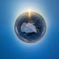 Spherical panorama of the sunrise on the island of Olkhon, snowy Royalty Free Stock Photo