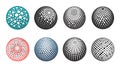 Spherical patterns using dots with gradients and multiple different colors. Royalty Free Stock Photo