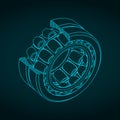 Spherical roller bearing isometric cutaway blueprint Royalty Free Stock Photo
