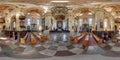 spherical seamless hdri 360 panorama inside of catholic church, architectural monument of