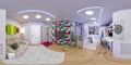 Spherical 360 seamless panorama of children`s room