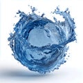 Spherical splash of blue liquid on a clean white surface view Royalty Free Stock Photo