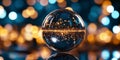 A spherical structure adeptly showcases a data matrix, featuring constantly evolving patterns illuminated by captivating