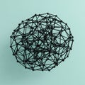 A spherical structure composed of interconnected black rods and nodes forms a Royalty Free Stock Photo