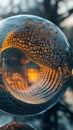 A spherical structure evolves with a data matrix, showcasing constantly shifting patterns in vibrant colors. This