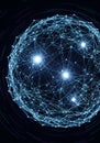 A spherical structure of interconnected nodes resembling a network or web of data Royalty Free Stock Photo