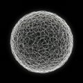 A spherical structure made of interwoven white lines resembling a complex mesh or Royalty Free Stock Photo