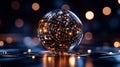A spherical structure visualizes a data matrix, exhibiting constantly shifting patterns that create a captivating and