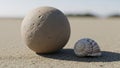 Is a light gray contrasting with the seashell s white and brown Royalty Free Stock Photo