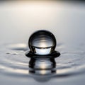 Droplet sits on a reflective surface capturing and distorting Royalty Free Stock Photo
