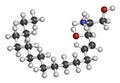 Sphingosine lipid molecule. 3D rendering. Atoms are represented as spheres with conventional color coding: hydrogen white,.