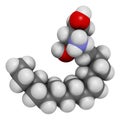 Sphingosine lipid molecule. 3D rendering. Atoms are represented as spheres with conventional color coding: hydrogen (white),