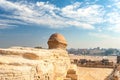 Sphinx against blue sky background Royalty Free Stock Photo