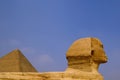 Sphinx cairo egypt with pyramid Royalty Free Stock Photo