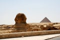 Sphinx and Chefren pyramid Royalty Free Stock Photo