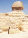 The Sphinx in Egypt. Mysterious ancient landscape. Historical heritage. Side view. Cairo, Egypt