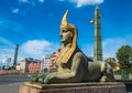 Sphinx of Egyptian bridge over the Fontanka river, Saint Petersb