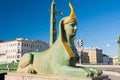 Sphinx of Egyptian bridge over the Fontanka river, St-Petersburg, Russia Royalty Free Stock Photo