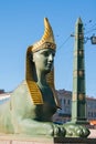 Sphinx of Egyptian bridge over the Fontanka river, St-Petersburg, Russia Royalty Free Stock Photo