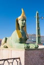 Sphinx of Egyptian bridge over the Fontanka river, St-Petersburg, Russia Royalty Free Stock Photo