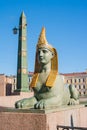 Sphinx of Egyptian bridge over the Fontanka river, St-Petersburg, Russia Royalty Free Stock Photo