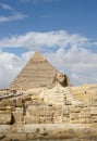the sphinx of giza and the pyramid of chefren, vertical. Egypt Royalty Free Stock Photo