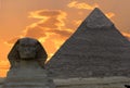 The Sphinx and the Great Pyramid Royalty Free Stock Photo