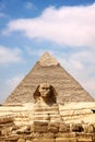 Sphinx and the Great Pyramid Royalty Free Stock Photo