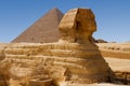 Sphinx and Great Pyramid Royalty Free Stock Photo