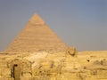 The Sphinx and the Great Pyramid Royalty Free Stock Photo