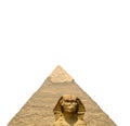 The Sphinx and the great pyramid isolated on white background Royalty Free Stock Photo