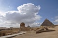 The Sphinx and The Great Pyramids of Egypt at Giza complex Royalty Free Stock Photo