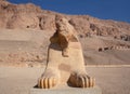 Sphinx of Hatshepsut from her Mortuary temple at Deir el-Bahri near Luxor, Egypt Royalty Free Stock Photo