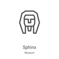 sphinx icon vector from museum collection. Thin line sphinx outline icon vector illustration. Linear symbol for use on web and