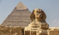 The sphinx and keeps pyramid in egypt Royalty Free Stock Photo