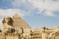 Sphinx & Khafre Pyramid - Egypt Royalty Free Stock Photo