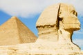 Sphinx & Khafre Pyramid - Egypt Royalty Free Stock Photo