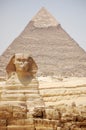 The Sphinx & Khafre's Pyramid in Egypt Royalty Free Stock Photo